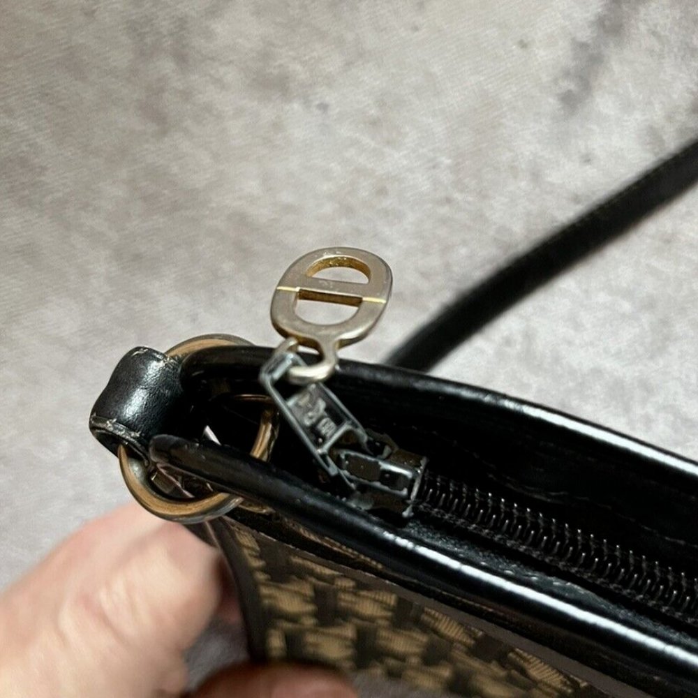 Christian Dior Vintage Trotter Logo Black Leather Shoulder Bag Purse - Picture 12 of 16